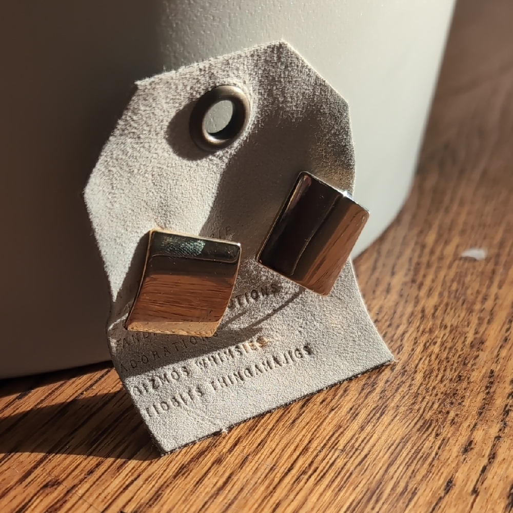 Anthropologie Shiny Gold Rectangular Earrings